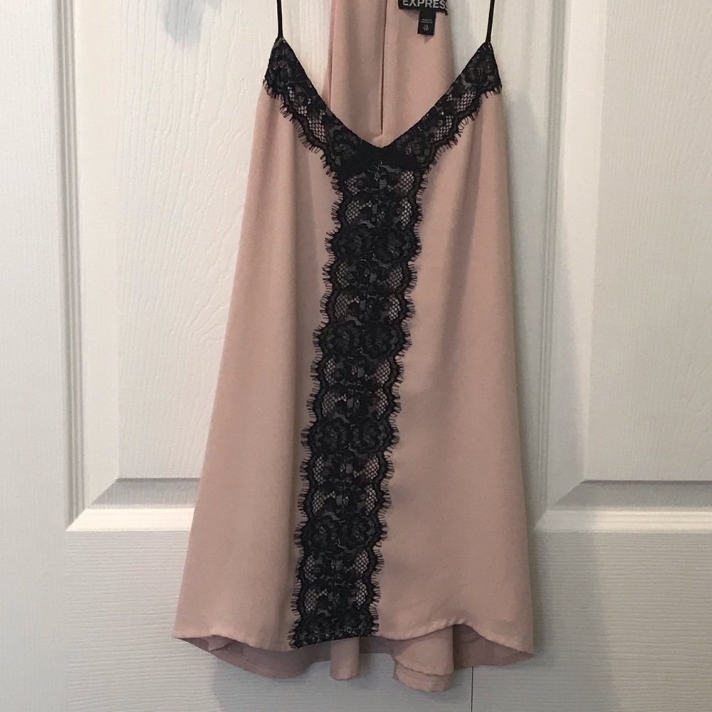 095A Express Tank - Rose pink with Black Lace - Picture 1 of 2